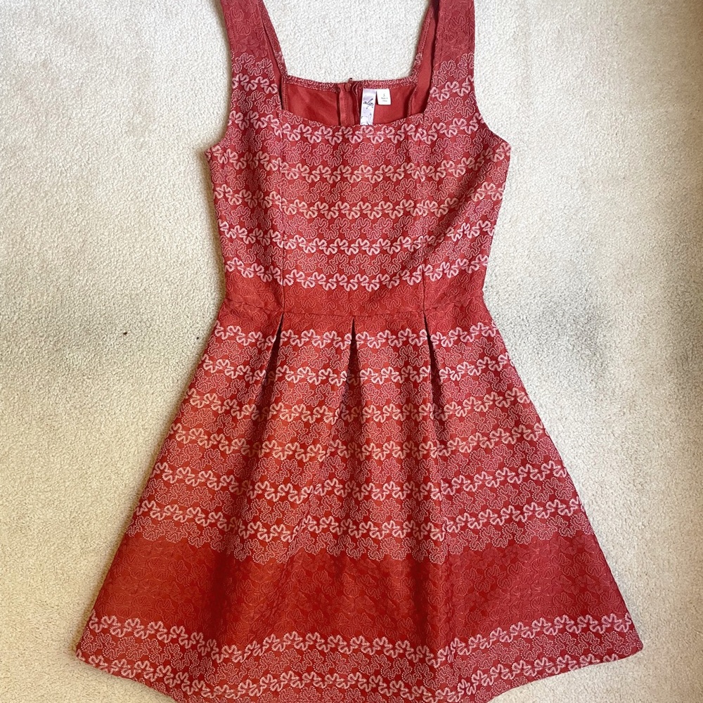 Francesca’s Embroidered Floral Coral Mini Dress